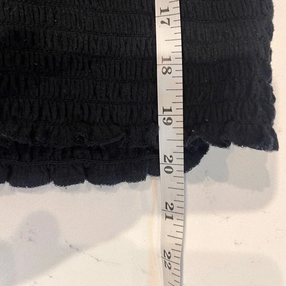Abercrombie & Fitch Black Tie Front Smocked Waist Puff Sleeve Top Small EUC‎